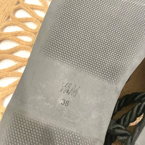 H&M Black Robe Twisted Flat Open Toe Sandals Size EU 36/ US 5 - Picture 6 of 10